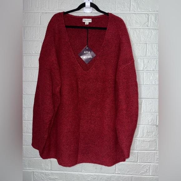 NWT AVA & VIV XXL 1X 2X 3X Women’s sweater V neck plus size XXL 2X 3X ✨ - Picture 9 of 12